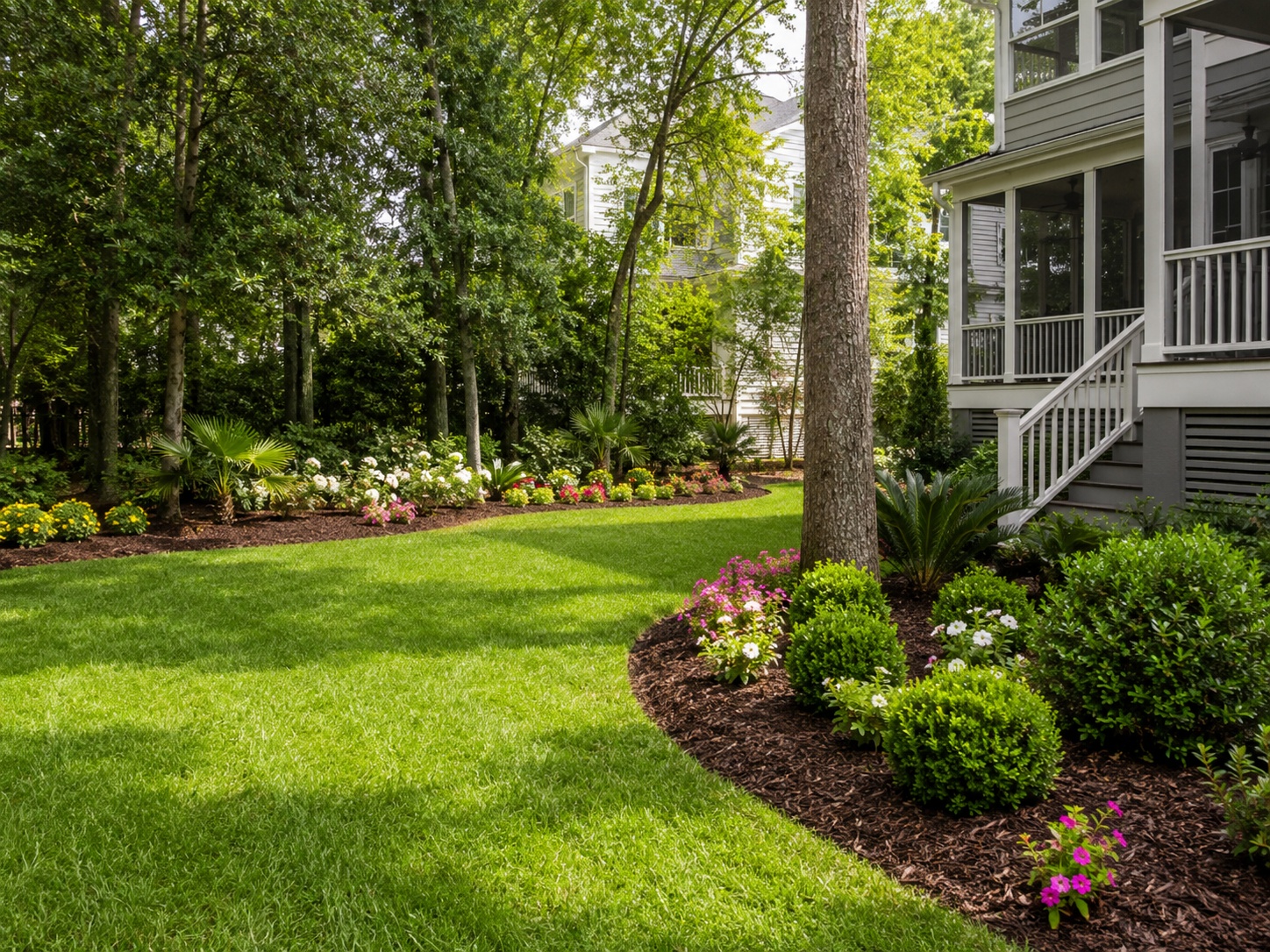 Backyard landscaping outdoor living space Myrtle Beach SC